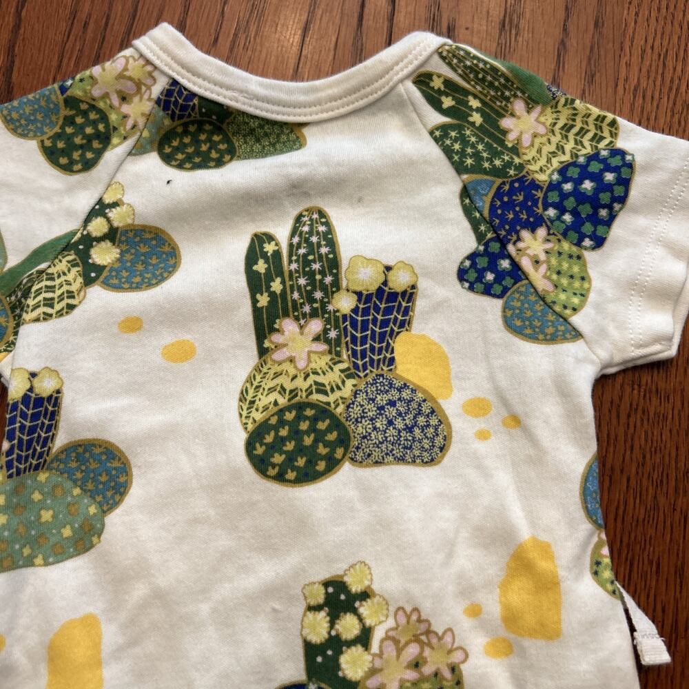 Apple Park 0-3 Month Snap Romper Lala Curio Cactus Japanese Inspired Kimono (4 - Picture 6 of 7